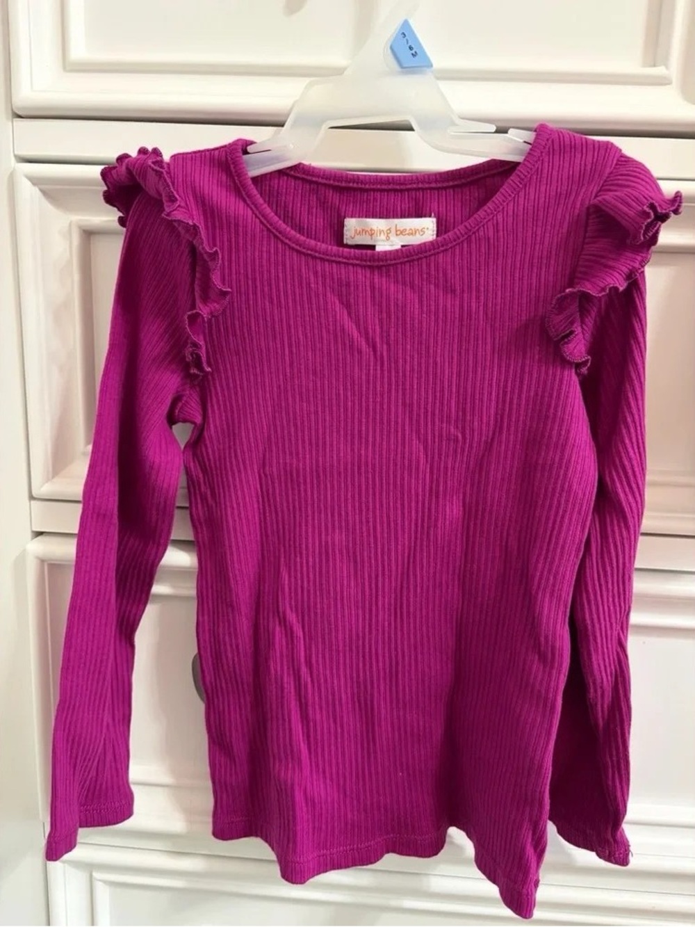 Jumping Beans Girls' Long-Sleeve Ruffle Rib Top - Magenta